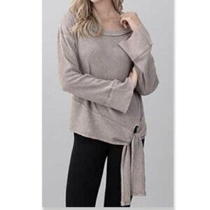 HASHTAG IN TREND Waffle Knit Knot Hem Top